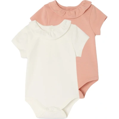 Afbeelding van Vertbaudet Set van 2 rompers voor baby met sierkraag korte mouwen