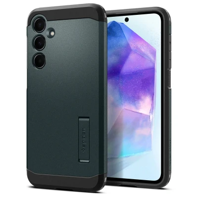 Afbeelding van Samsung Galaxy A55 Hoesje Kunststof Spigen Hardcase/Backcover Groen Telefoonhoesje Shockproof/Valbescherming