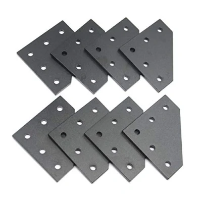 Afbeelding van Befenybay 8 Stks/set Oppervlak Anodische Oxidatie Zwart L Vorm Hoek Beugel Plaat 5 Gat Buiten Joining voor 2020 serie Aluminium Profiel 3D Printer Frame (Zwart 8)