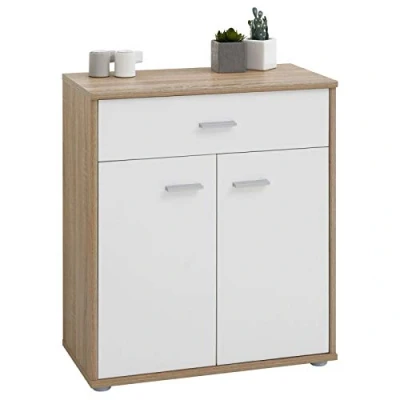 Afbeelding van Commode buffetkast Tommy Sonoma eiken/wit, dressoir met 1 lade en 2 deuren