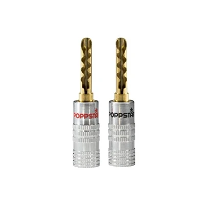 Afbeelding van Poppstar 2x High End Holle Bananenstekker, BFA voor Luidsprekerkabel (tot 6 mm²), Speakers, AV Receiver, 24k Vergulde Contacten (1x zwart, 1x rood)