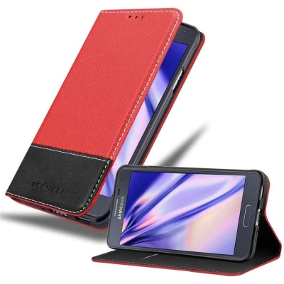 Afbeelding van Cadorabo Hoesje geschikt voor Samsung Galaxy ALPHA in ROOD ZWART Beschermhoes met magnetische sluiting, standfunctie en kaartvakje Book Case Cover Etui