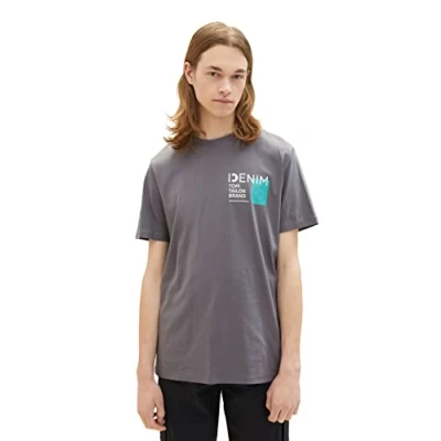 Afbeelding van TOM TAILOR Denim Heren 1036964 T shirt, 15180 Quiet Mid Grey, S, S