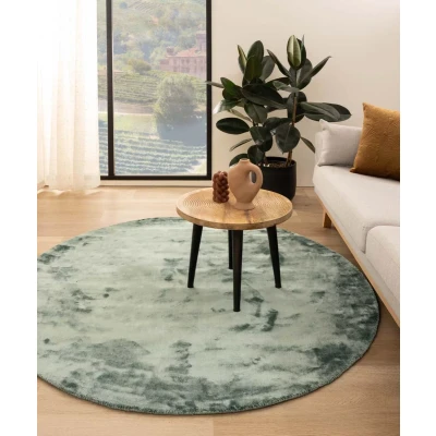 Afbeelding van Viscose Tapijt/Vloerkleed Rond Pearl Azuurblauw 200 Cm