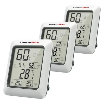 Afbeelding van ThermoPro TP50 Digitale thermo hygrometer 3er Set binnenthermometer, kamerthermometer met registratie en binnenklimaat indicator voor klimaatregeling