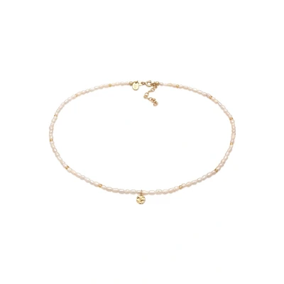 Afbeelding van Elli PREMIUM Dames Halsketting choker klassiek elegant met zoetwater gekweekte parels in 925 sterling zilver verguld