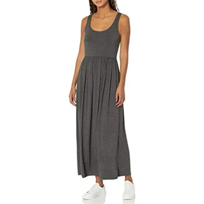 Afbeelding van Amazon Essentials Maxi jurk met taille voor dames (verkrijgbaar in grote maten), houtskool heather, XL