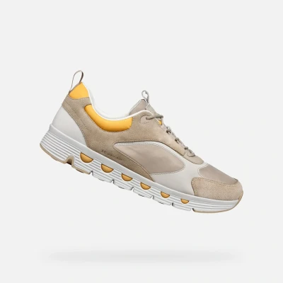 Afbeelding van Geox Spherica ECUB Sneakers laag, Heren, Maat: 45, Beige Leer