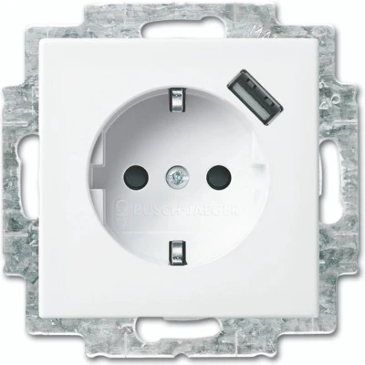 Afbeelding van Busch Jaeger Balance SI inbouw stopcontact kindveilig met randaarde USB voeding 20 EUCBUSB 914