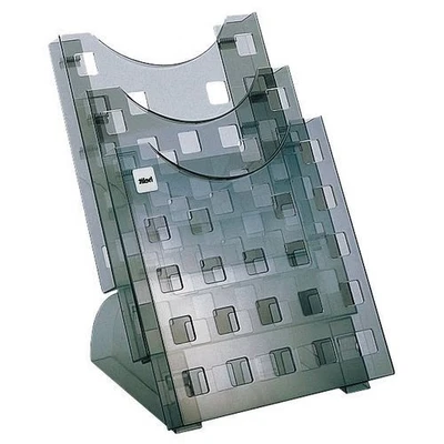 Afbeelding van helit H6102708 tafelstandaard &quot;the step grid&quot;, 3 vakken, DIN A4, grijs transparant
