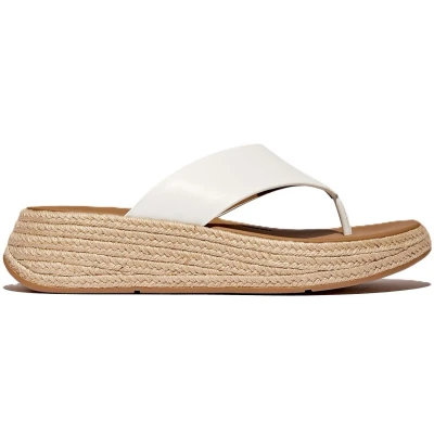 Afbeelding van FitFlop F Mode Espadrille Leather Flatform T/Post Sandals WIT Maat 39