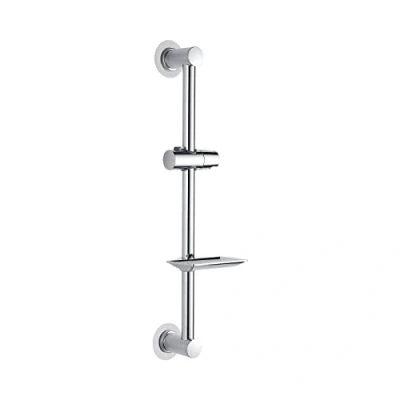 Afbeelding van Ibergrif M20802 1 Zelfklevend Douchestangset, Universele Douchestang met Zeepbakje, 600 mm, Roestvrij Staal, Chroom, Zilver