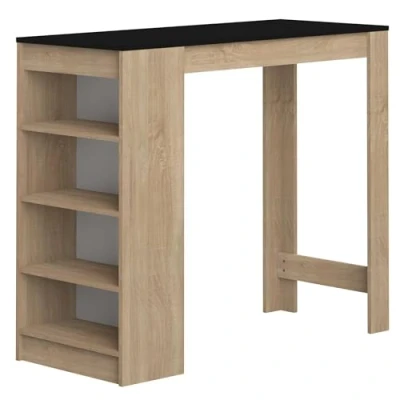 Afbeelding van Temahome Bartafel met opbergruimte, Melamine spaanplaat, Eiken/Zwart, 115 x 50 102,7 cm
