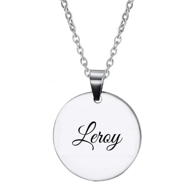 Afbeelding van Ketting RVS Met Naam Gravering Leroy Zilver Rond