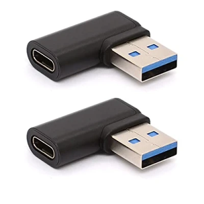 Afbeelding van Tomost Linkshoekige USB C naar 3.0 adapter, 90 graden A mannelijke vrouwelijke adapter type Coverter connector voor kabel, hubs 2 stuks (links (zwart))