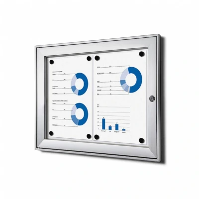 Afbeelding van Vergrendelbaar Notitiebord Indoor Zilver 2x A4