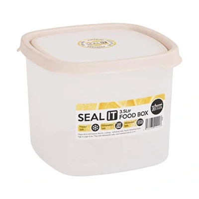 Afbeelding van Wham Seal It Vershouddoos Vierkant 3,5 Liter Set van 2 Stuks Creme