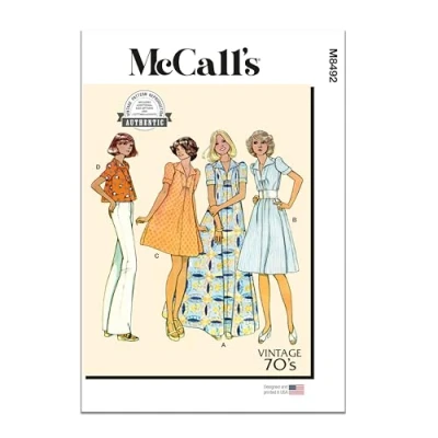 Afbeelding van MCCALLS naaipatroon M8492H5 Misses&#039; jurk of top H5 (6 8 10 12 14)