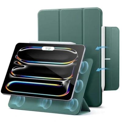 Afbeelding van ESR Beschermhoesje voor iPad Pro 11 inch M4 (2024, 5e generatie), magnetische beschermhoes met drievoudige houder, magneetsluiting, potlood Pro/USB C, automatische activering/standby, duurzame