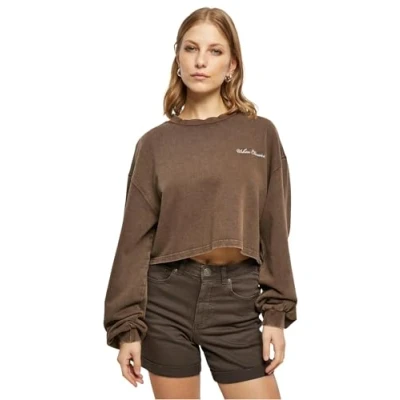Afbeelding van Urban Classics Cropped Small Sweater, Dames, Maat: 4XL, Brown