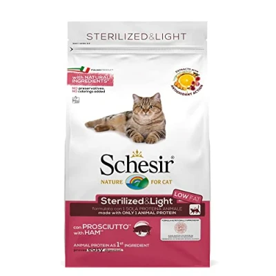 Afbeelding van Schesir Cat Dry Sterilized &amp; Light Ham Kattenvoer 1.5 kg Monoprotein