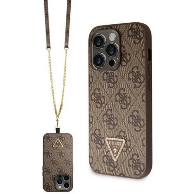 Afbeelding van Guess 4G Triangle Crossbody Back Case Geschikt voor Apple iPhone 14 Pro Max (6.7&quot;) Bruin