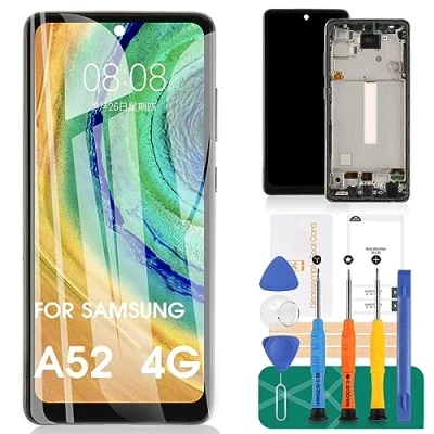 Afbeelding van TFT voor Samsung Galaxy A52 4G scherm vervanging A525 LCD Display Touch SM A525F Digitizer Repair Kits (met frame, zwart, geen vingerafdruk)
