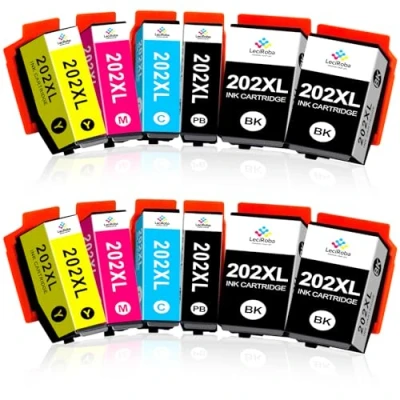 Afbeelding van LeciRoba 202xl inktcartridges vervanging voor Epson 202 printercartridges en multipack Expression Premium XP 6000 6005 6100 6105 (12 stuks)