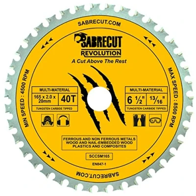 Afbeelding van 1 x SabreCut SCCSM165_40 165 mm 40T 20 16 boring Multi materiaal Metaal Hout Kunststof cirkelzaagblad Compatibel met Bosch Dewalt Makita Milwaukee en vele anderen