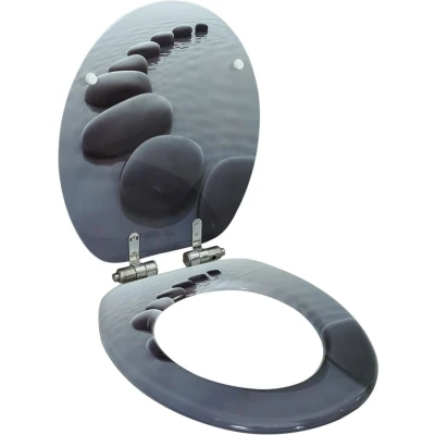 Afbeelding van vidaXL Toiletbril met soft close deksel stenen MDF