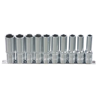 Afbeelding van KS Tools 918.0610 1/4&quot; CHROMEplus Dopsleutelset, zeskant lang, 10 dlg, 4 13mm