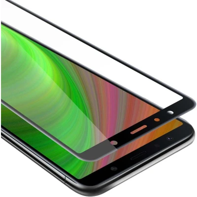 Afbeelding van Cadorabo Screenprotector geschikt voor Samsung Galaxy A7 2018 Volledig scherm pantserfolie Beschermfolie in TRANSPARANT met ZWART Gehard (Tempered) display beschermglas 9H hardheid 3D Touch