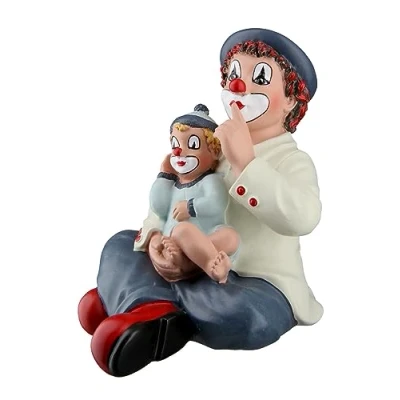 Afbeelding van Gildeclown Gilde Decoratief figuur Clown Silentium geschenken voor vrouwen mannen clownfiguur geluksbrenger Talismann Mutmacher meerkleurig hoogte 9 cm