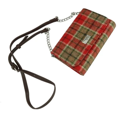 Afbeelding van Schoudertas Strathy Rood Groen Tartan Portemonnee Harris Tweed Glen Appin of Scotland