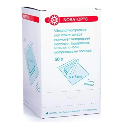 Afbeelding van Nobatop gaaskompres nonwoven steriel 4 laags 5x5cm 50x2 stuks
