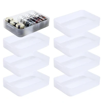 Afbeelding van SUNDIS Pure Box, set van 8 kleine transparante kunststof opbergdozen DIN A5 ideaal voor voorwerpen, accessoires, knutselen en benodigdheden