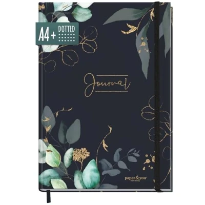 Afbeelding van paper&amp;you® Bullet Journal gestippeld A4+ met elastiek, 156 pagina&#039;s, gestippeld, schetsboek, dagboek, duurzaam en klimaatvriendelijk