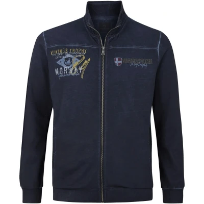 Afbeelding van Jan Vanderstorm +FIT Collectie sweatvest SIVID Plus Size met printopdruk donkerblauw