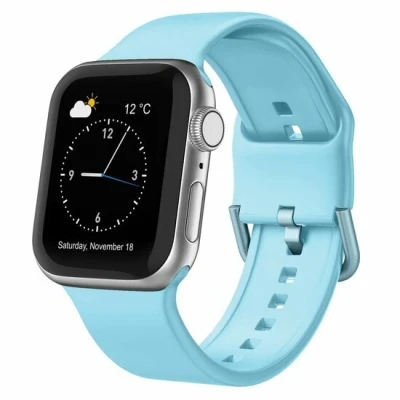 Afbeelding van Apple Watch Soft siliconen bandje met gespsluiting Lichtblauw Geschikt voor 38mm / 40mm 41mm
