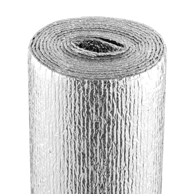 Afbeelding van VEVOR Dubbele reflecterende isolatierol, schuimkern stralende barrière, 3,2 mm 48 &quot;x 10 ft, Dubbelzijdige aluminiumfolie EPE schuim warmte reflecterend schild, thermische isolatierol voor raam RV dak