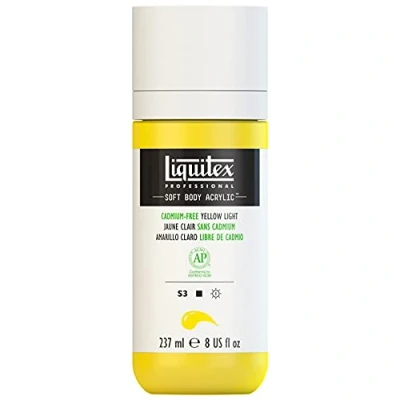 Afbeelding van Liquitex 1923889 Professional Acrylfarbe Soft Body Künstlerfarbe in cremiger deckender Konsistenz, hohe Pigmentierung, lichtecht &amp; alterungsbeständig, 237ml Flasche Kadmiumfrei Gelb Hell