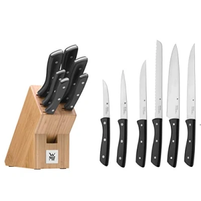 Afbeelding van WMF Messenblok Professional Select Lemmeten van roestvrij, speciaal messenstaal, blok bamboe (set, 7 delig)