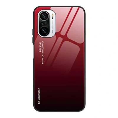 Afbeelding van GOGME Hoesje voor Xiaomi Poco F3 / Mi 11i 5G, glazen hoes met kleurverloop en achterkant van gehard glas, krasbestendig, zachte siliconen, TPU, stootvaste (5)