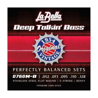 Afbeelding van La Bella 0760M B Deep Talkin &#039;1954 Originele Vintage Roestvrij Staal Flat Wound, Door Body Bass Gitaar String 52 128T