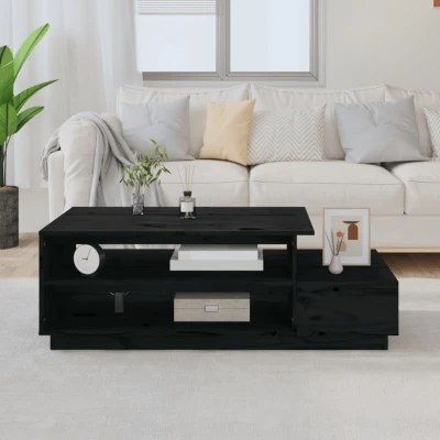 Afbeelding van Salontafel 120x50x40,5 cm massief grenenhout zwart