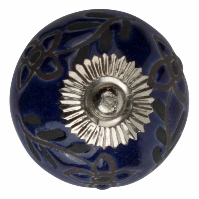 Afbeelding van Good in Style Meubelknop 40mm blauw reliëf Deco bloemen