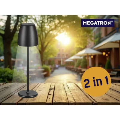 Afbeelding van Megatron TAVOLA Solar MT68059 Tafellamp met accu LED 2 W Zwart