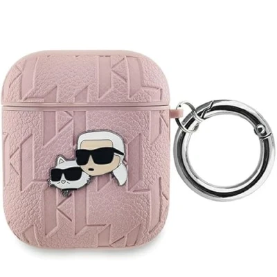 Afbeelding van Karl Lagerfeld Monogram &amp; Choupette Hoofdhoes voor AirPods 1/2 roze
