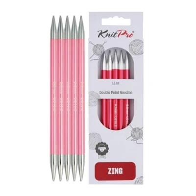 Afbeelding van KnitPro KP47014 Zing: Breipinnen: sets van vijf: dubbel uiteinde: 15 cm x 6,50 mm, aluminium, meerkleurig, 6,5 mm