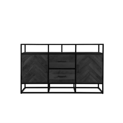 Afbeelding van Benoa Dressoir Jax Zwart 2 deuren, lades 150cm